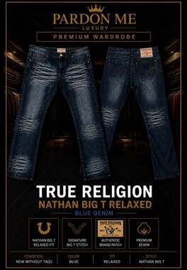 True Religion Nathan Big T Relaxed Fit Blue Denim Jeans